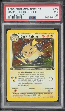 2000 Pokemon Rocket Dark Raichu-Holo 1st Edition #83 PSA 3 - Image 1