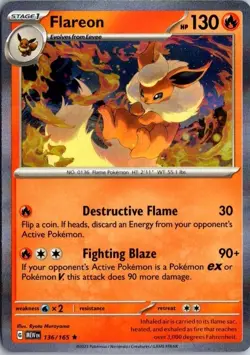 Pokemon 151 Flareon 136 Holo Scarlet & Violet NM - Image 1