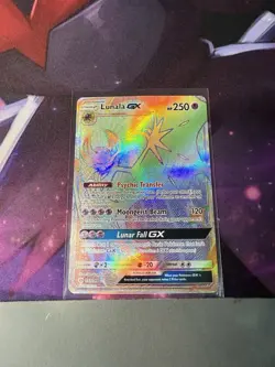 Pokemon TCG Lunala GX Rainbow Secret Rare Card 153/149 Sun Moon Base Set 2017 HP - Image 1
