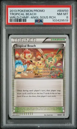 2013 POKEMON WORLD CHAMPIONSHIP DECK PROMO #BW50 TROPICAL BEACH PSA 8 - Image 1