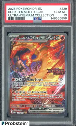 #1 2025 Pokemon DRI EN Ultra Premium UPC Rocket's Moltres ex PSA 10 GEM MINT - Image 1