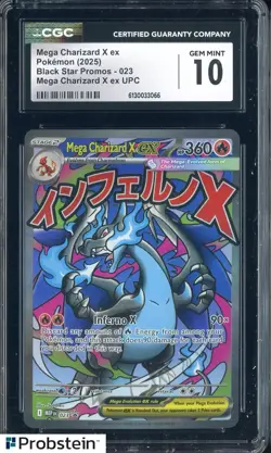 #12 2025 Pokemon MEP EN BSP Ultra Premium UPC #023 Mega Charizard X ex CGC 10 - Image 1