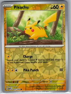 Pikachu - 025/165 Reverse Holo SV: Scarlet & Violet 151 - Pokemon Card - NM - Image 1