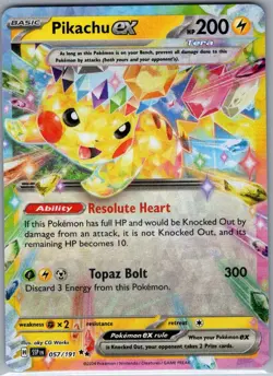 Pikachu ex - 057/191 SV08: Surging Sparks - Pokemon Card - NM - Image 1