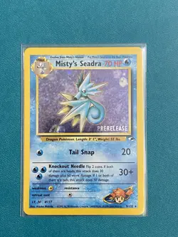 Misty’s Seadra Prerelease 9/132 Gym Heroes Holo Rare Pokemon Card WOTC - NM - Image 1