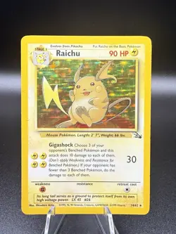Pokemon Raichu Holo Rare Card Fossil 14/62 Unlimited 1999 90 HP - Image 1