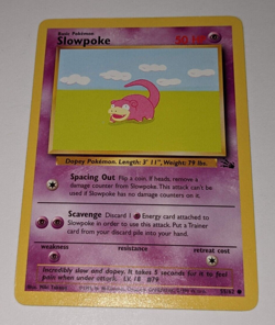 Pokemon TCG Slowpoke 55/62 Common Fossil Set Unlimited WOTC Trading Card - Image 1