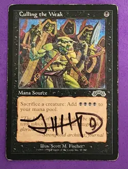 MTG Magic The Gathering - Culling the Weak - {SIGNED} Exodus MP Edge Wear - Image 1