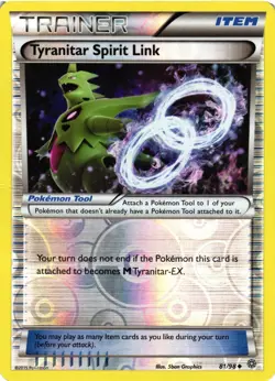 Pokemon TCG Tyranitar Spirit Link 81/98 XY Ancient Origins Reverse Holo HP - Image 1