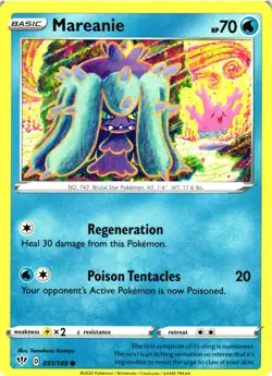 Pokemon TCG Darkness Ablaze Mareanie Common Card 051/189 NM - Image 1