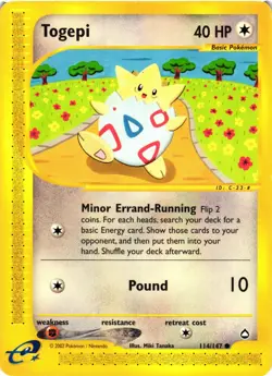 Pokemon TCG Togepi 114/147 Aquapolis Regular Common LP - Image 1
