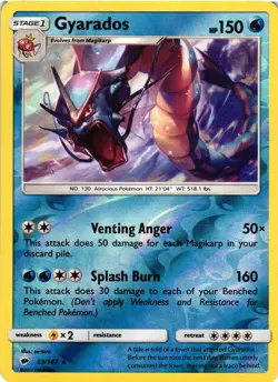 Pokemon TCG Gyarados Sun & Moon Burning Shadows 33/147 Reverse Holo Rare MP/HP - Image 1