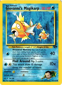 Pokemon TCG Giovanni's Magikarp 73/132 Common Gym Challenge Unlimited DMG - Image 1