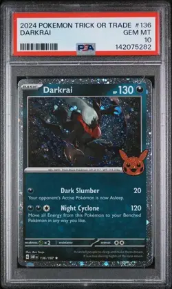 2024 PSA 10 Pokemon Trick or Trade Darkrai Cosmos Holo 136/197 card - Image 1