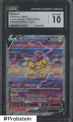 2023 Pokemon Crown Zenith Galarian Gallery #GG41 Raikou V CGC 10 GEM MINT - Image 1
