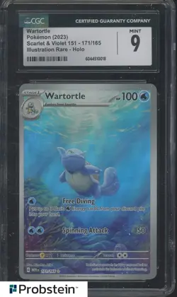 2023 Pokemon MEW EN Illustration Rare #171 Wartortle CGC 9 MINT - Image 1