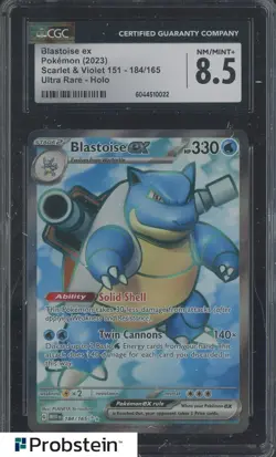 2023 Pokemon MEW EN Ultra Rare #184 Blastoise ex CGC 8.5 NM-MT+ - Image 1