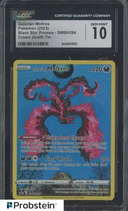 2023 Pokemon BSP Crown Zenith Tin #SWSH284 Galarian Moltres CGC 10 GEM MINT - Image 1