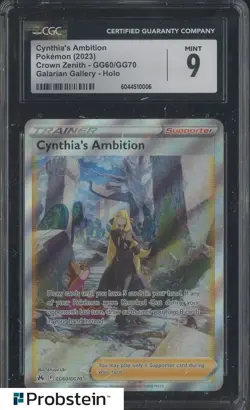 2023 Pokemon Crown Zenith Galarian Gallery #GG60 Cynthia's Ambition CGC 9 MINT - Image 1