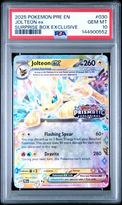 2025 POKEMON PRE EN-PRISMATIC EVOLUTIONS #030 JOLTEON EX PSA 10 - Image 1