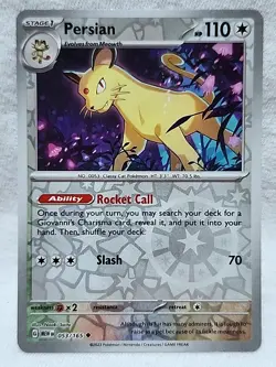 Persian 053/165 Reverse Holo Uncommon 151 Pokemon TCG - Image 1