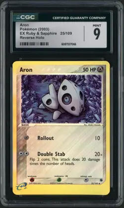 2003 Pokemon EX Ruby & Sapphire Aron Reverse Holo 25/109 CGC 9 - Image 1