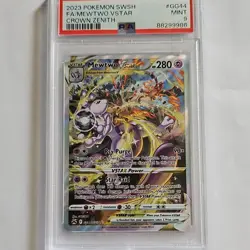Pokemon Mewtwo VSTAR Ultra Rare GG44/GG70 Crown Zenith PSA 9 Holo - Image 1