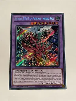 Yugioh! Elemental HERO Flame Wingman - Infernal Rage - BLMR-EN012 - Secret NM - Image 1