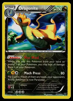 Pokemon Card - Dragonite Roaring Skies 51/108 Reverse Holo Rare 2015 - Image 1