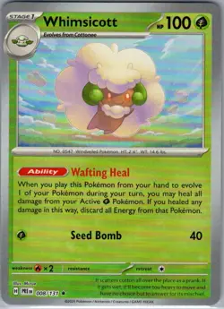 Whimsicott Poke Ball 008/131 SV: Prismatic Evolutions - Pokemon Card - NM - Image 1