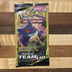 Pokemon Team Up 3 Card Mini Booster Pack- Sealed - Gengar Mimikyu Art - Image 1