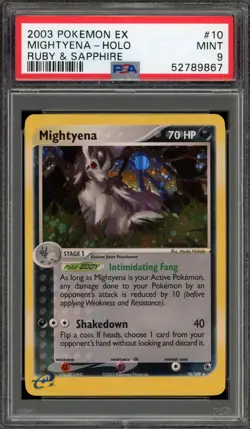 Pokemon Mightyena EX Ruby & Sapphire Holo Rare #10 PSA 9 Mint - Image 1