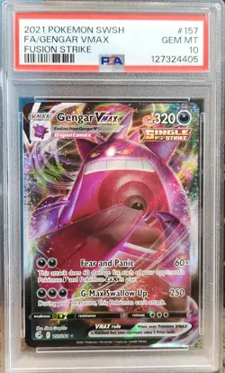 Pokemon TCG Gengar VMAX Alternate Art Fusion Strike PSA 10 #157 Gem Mint - Image 1