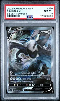 2022 POKEMON SWORD & SHIELD SILVER TEMPEST #186 FULL ART/LUGIA V PSA 8 - Image 1