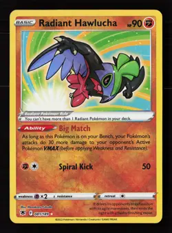 Radiant Hawlucha 081/189 Holo Pokemon TCG SWSH10: Astral Radiance NM - Image 1