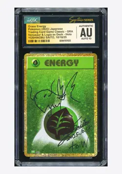 Pokemon CGC AUTH AUTO10 Grass Energy Holo Yoshinobu Saito 2023 #GRA CLF Japanese - Image 1
