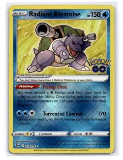 Radiant Blastoise Pokemon GO 018/078 LP-NM - Image 1