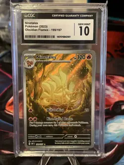 CGC 10 Ninetales 199/197 2023 Pokemon SV03: Obsidian Flames EN Illustration Rare - Image 1