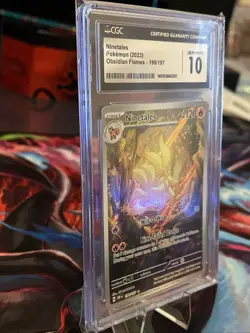 CGC 10 Ninetales 199/197 2023 Pokemon SV03: Obsidian Flames EN Illustration Rare - Image 3