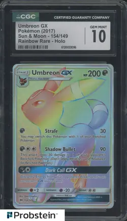 2017 Pokemon Sun & Moon Rainbow Rare #154 Umbreon GX CGC 10 GEM MINT - Image 1