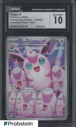 #3 2025 Pokemon PFL EN Illustration Rare #105 Wigglytuff CGC 10 GEM MINT - Image 1