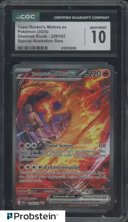 2025 Pokemon DRI EN Special Illustration Rare Team Rocket's Moltres ex CGC 10 - Image 1