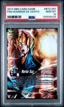 2017 DBS Card Game Fusion Warrior Super Saiyan Vegito Union Force BT2-001 PSA 10 - Image 1