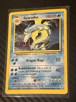 Pokemon Gyarados TCG Base Set Holo Card 6/102 Unlimited Rare HP/MP - Image 1