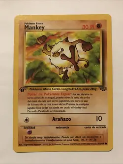 Pokemon TCG Mankey Jungle Card 55/64 1st Edition Common Spanish Edition - Image 1