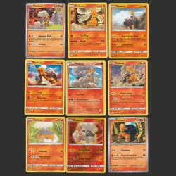 Torkoal Pokemon Card Collection Set of 9 English Cards Reverse Holo Fire Type - Image 1