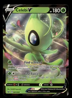 Celebi V 001/202 NM Rare V Holo Sword & Shield 2020 Pokemon TCG - Image 1