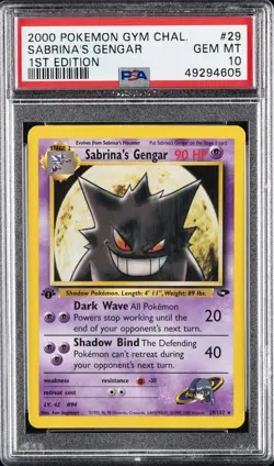2000 POKEMON GYM CHALLENGE 1ST EDITION #29 SABRINA'S GENGAR PSA 10 - Image 1