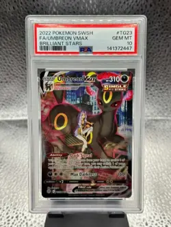 2022 Pokemon TCG Swsh09 Brilliant Stars Umbreon VMAX TG23 Holo EN PSA 10 - Image 1