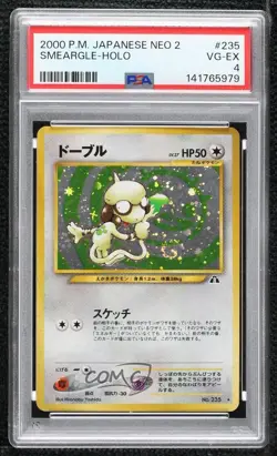Smeargle Holo Japanese Pokemon Neo 2 Crossing the Ruins PSA 4 2000 - Image 1